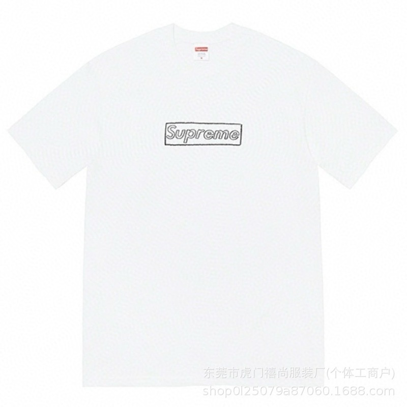 クロスボーダー25ss美潮Supreme文字プリントラウンドネック半袖男女兼用カジュアルTシャツ純綿快適|undefined