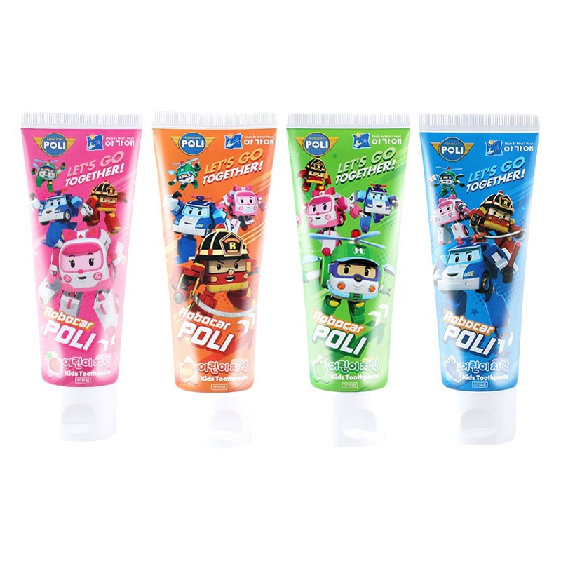 Korean Poli Deformed Police Car Kidsren's Low Fluoride Fruit Flavor Car Toothpaste over 80g