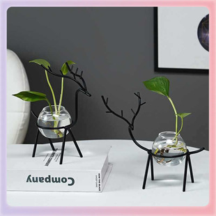✅ Scandinavian Desktop Hydroponic Flower Pot Ornaments Office Desk Living Room Succulent Pothos Water Plant Vase Decorative Ornaments