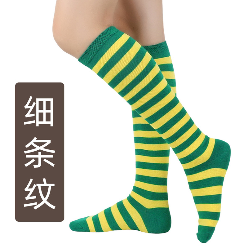 跨境夏款条纹中筒袜女士cos袜及膝袜运动袜欧美表演袜条纹小腿袜|undefined