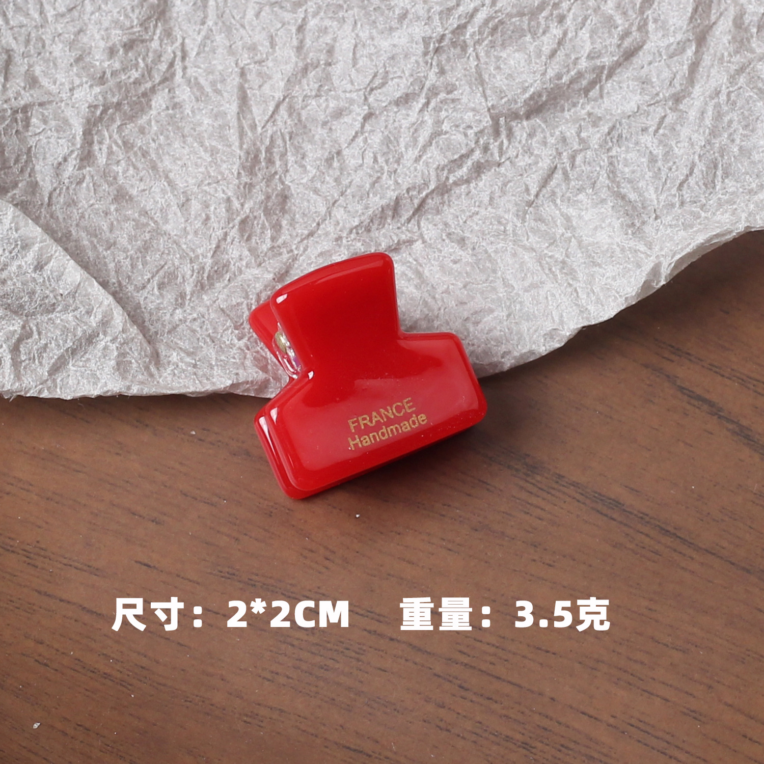 Pinza de pelo mini con etiqueta dorada coreana FRANCE 2024, color sólido efecto tortuga, para flequillo.