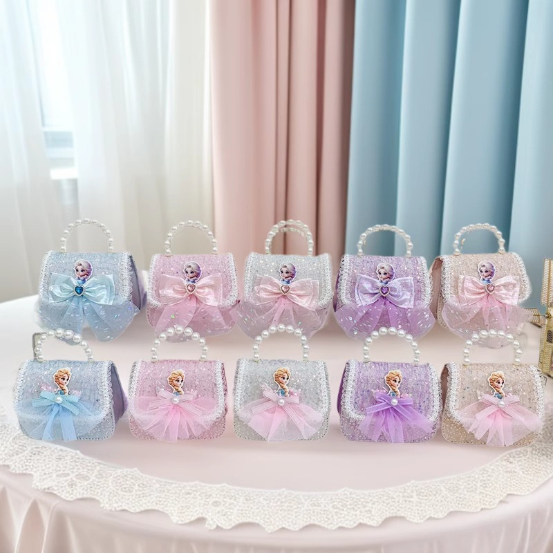 Nuevo bolso para niños niña pequeña bolso de cadena de perlas bolso de mano princesa de moda monedero de hombro