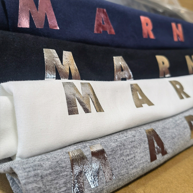 New Foreign Trade Hot-Selling Japanese and Korean T-Shirts Mar Large Logo Rose Gold Hot Silver Printing Pattern Pure Cotton T-Shirts for Men and Women