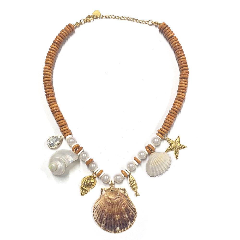 1 Piece Quantity Wholesale Jewelry Exaggerated Marine Style Shell Fish Titanium Steel Necklace