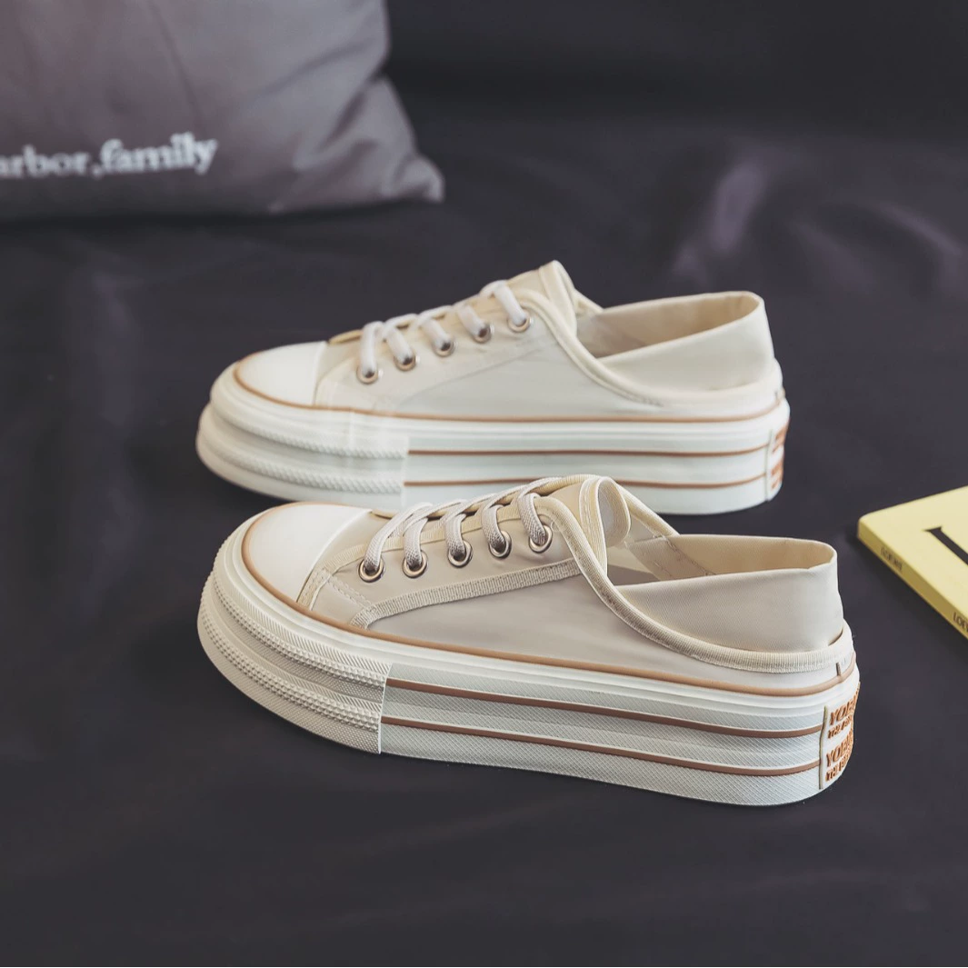 Пятно новой весной 2024 года для студентов повседневного отдыха дикие низкие кровати с двумя ногами с толстым подошвой обувь для женщин H1316