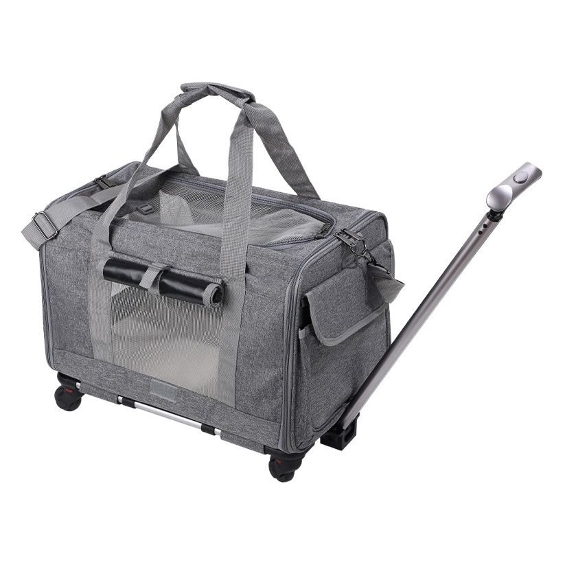 Transportín para gatos, carrito para mascotas para exteriores, jaula plegable y transpirable para mascotas, caja de transporte tipo bandolera para perros