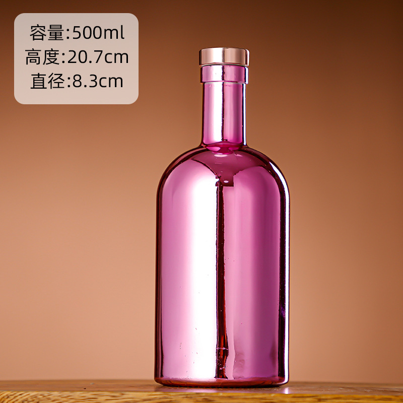 Galvanoplastia botella de vino de vidrio vodka botella de hielo botella de bebida de gama alta botella de vino extranjero botella de vino tinto chapado en oro botella vacía al por mayor