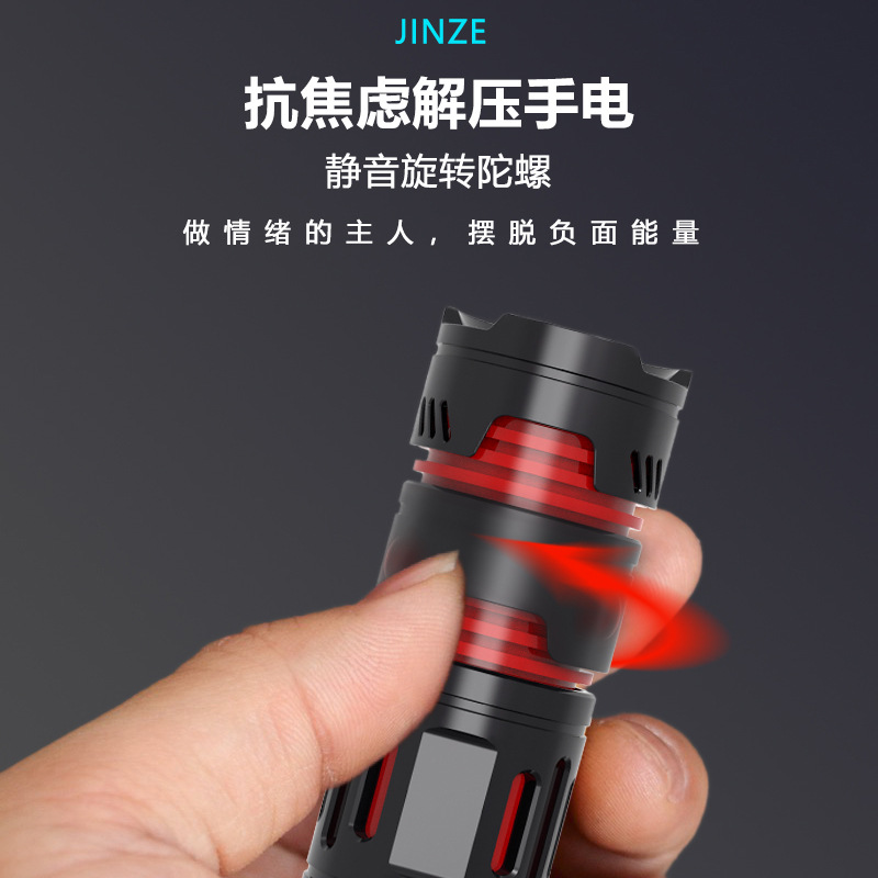 Transfronterizo multi-funcional Mini linterna dedo Gyro descompresión linterna de luz fuerte aleación de aluminio lámpara de luz fuerte