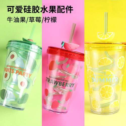 Summer Rotating Straw Cup Children's Plastic Water Cup Gift Cup Creative Summer On-the-go Cup