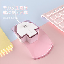 有线透明发光静音鼠标女生可爱卡通款鼠标