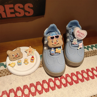 Autumn and Winter Girl's Heart New Cute High-end Shoe Flower Cream Butter Bear Love Three-dimensional Plush Shoe Accessories suit