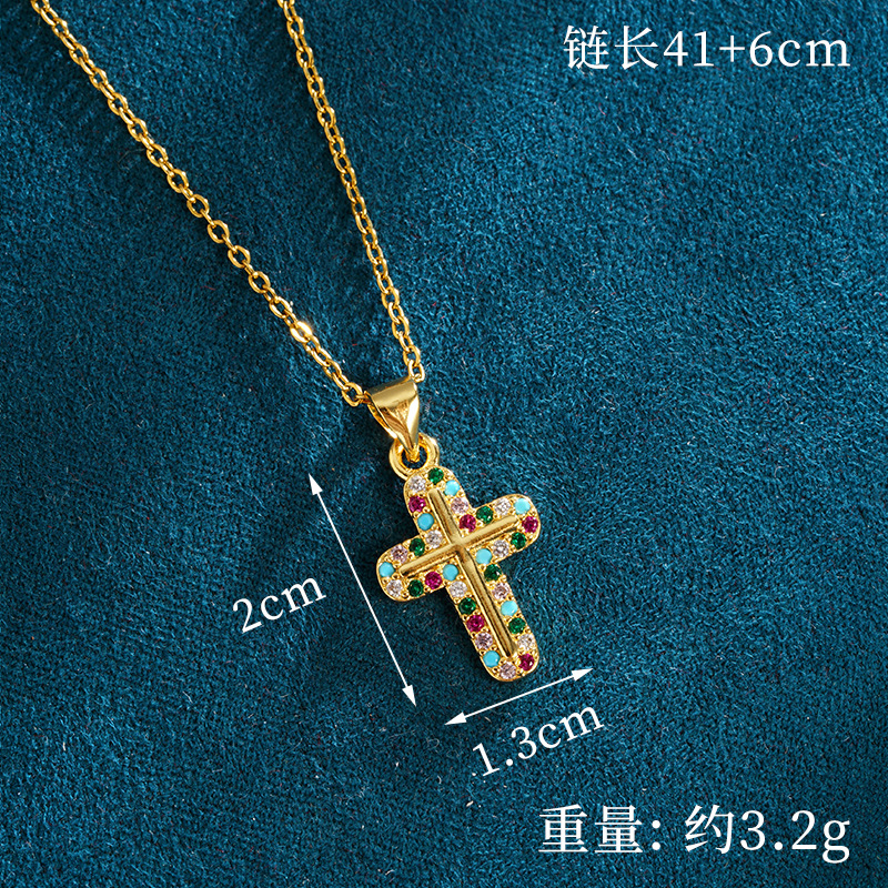 Antiguo collar de cruz de diamantes de estilo europeo y americano de oro de arena Pendientes de diseño femenino Fábrica de joyería de personalidad de todo fósforo al por mayor