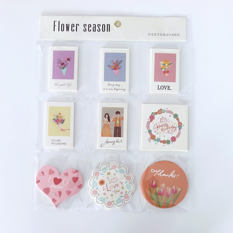 Materiales de embalaje para flores, etiquetas colgantes para cumpleaños, ramos estilo Instagram, tarjetas de mensaje con estampado dorado y múltiples diseños, tarjetas de felicitación para floristería para el Día de San Valentín.