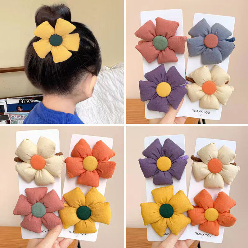 아기 해바라기 헤드 로프 여아 어린이 헤어 밴드는 머리카락을 우박하지 않습니다 귀여운 꽃 포니 테일 모자 여아 고무 밴드