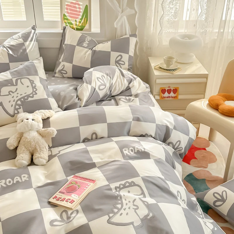 Cama de impresión no estática tipo A tipo de piel doméstica cuatro piezas de sábanas de algodón residencial sábanas de cama tipo笠 molido