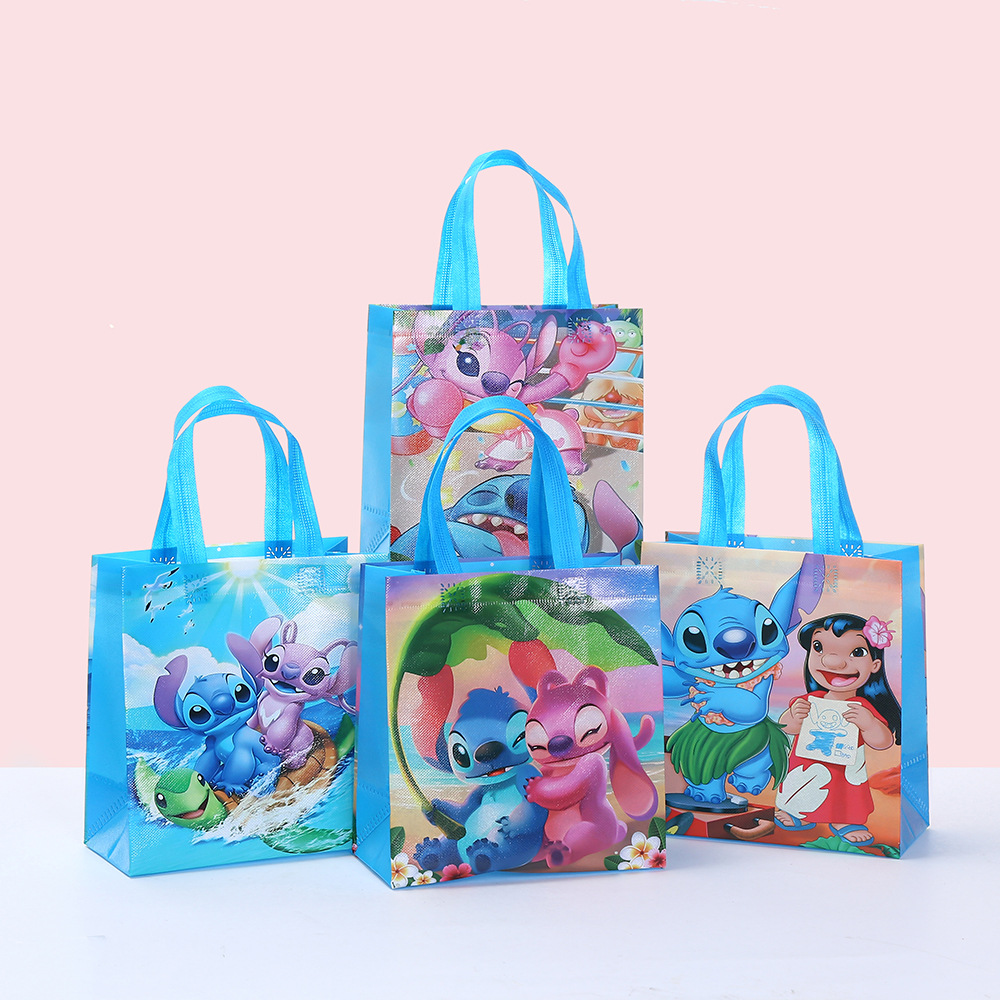 印花防水无纺布布袋史迪仔手提袋覆膜立体包装袋派对伴手礼袋批发