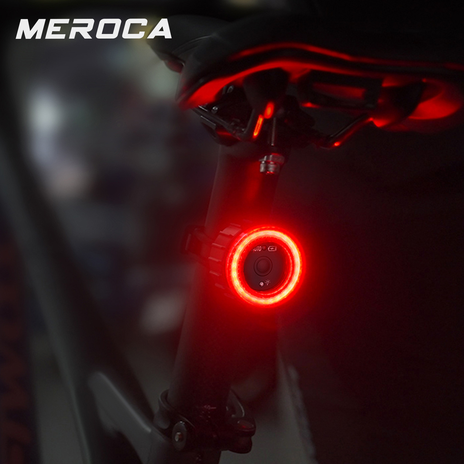 MEROCA inducción inteligente freno luz trasera bicicleta de montaña luz USB carga carretera bicicleta noche montando luz trasera