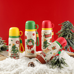 新しい小さなティーカバークリスマス保温カップステンレス保温ポットコップアニメ携帯ロープ大容量コップ