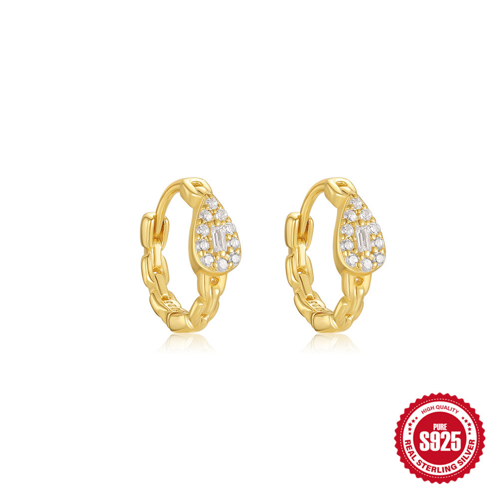 Moda europea y americana s925 plata esterlina geométrica simple estrella octogonal luna gota de agua diamante cadena borla pendiente pendiente pendiente mujer