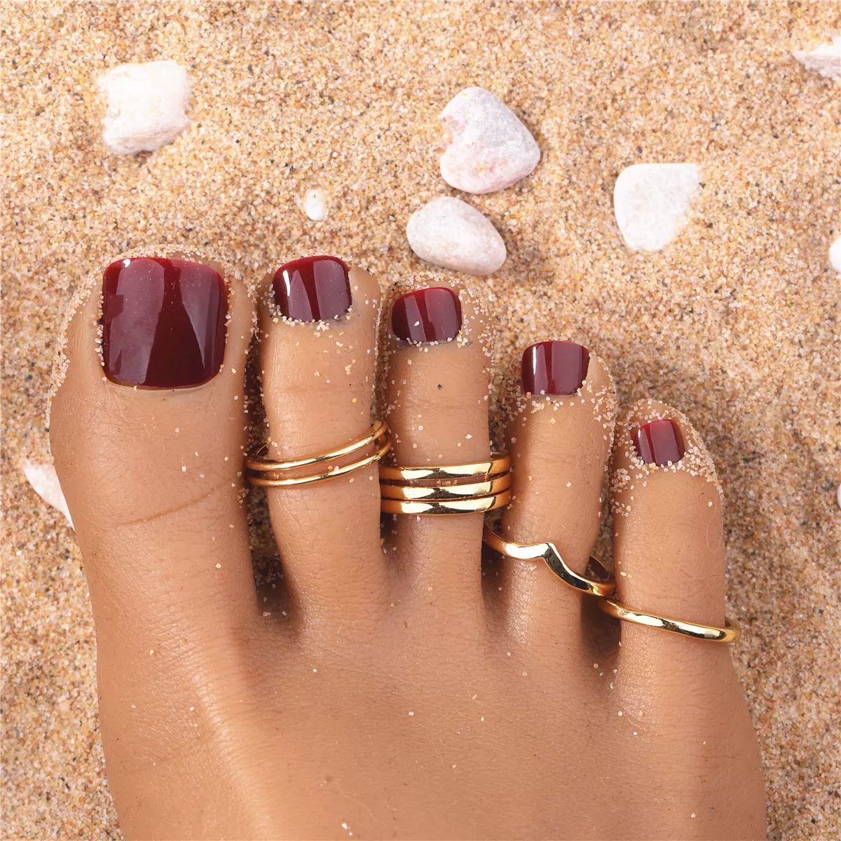 4 комплекта простых женских ножных колец Летний пляжный отдых ножные украшения Регулируемый размер хвостовое кольцо двойного назначения