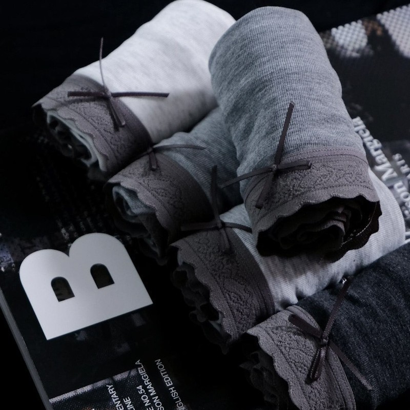 R061高级灰调超细螺纹棉女士三角内裤棉裆超弹柔软中腰女内裤批发