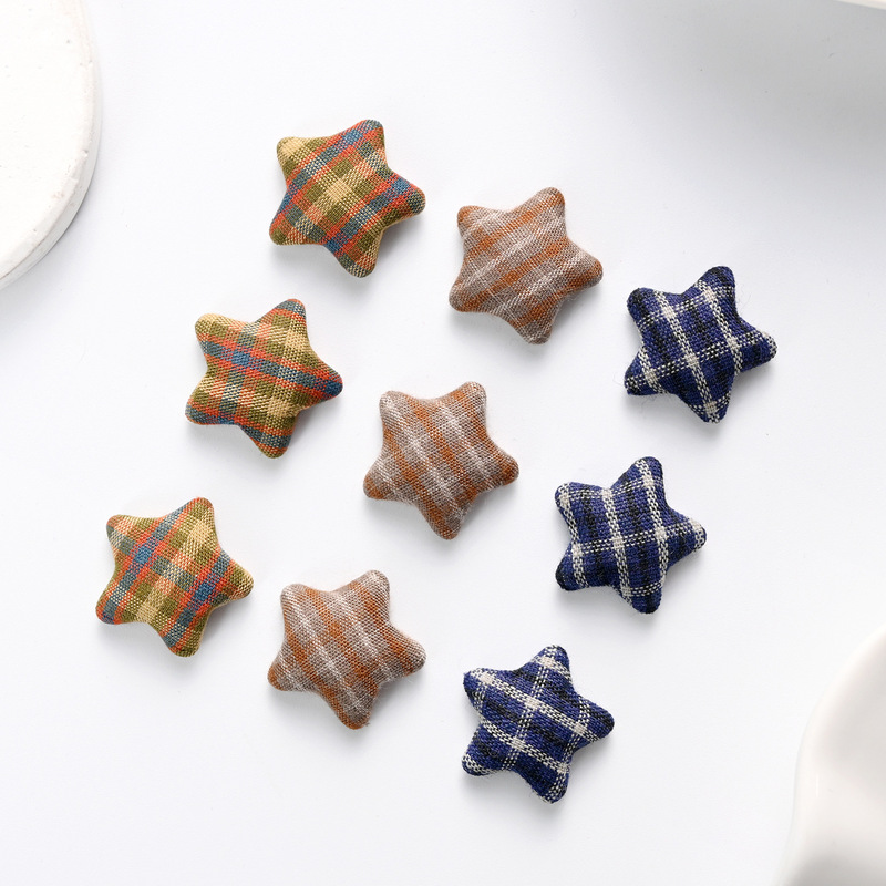Retro Brown Plaid Fabric Five-Pointed Star Bag Cloth Buckle Jewelry Accessories Star Flats Buckle Hole Shoe Buckle Accessories Retro Brown Plaid Fabric Five-Pointed Star Bag Cloth Buckle Jewelry Accessories Star Flats Buckle Hole Shoe Buckle Accessories
