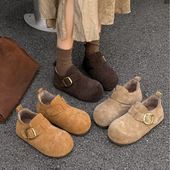百搭勃肯大头卡皮巴拉半拖鞋女秋冬2025新款反绒软平底外穿一脚蹬
