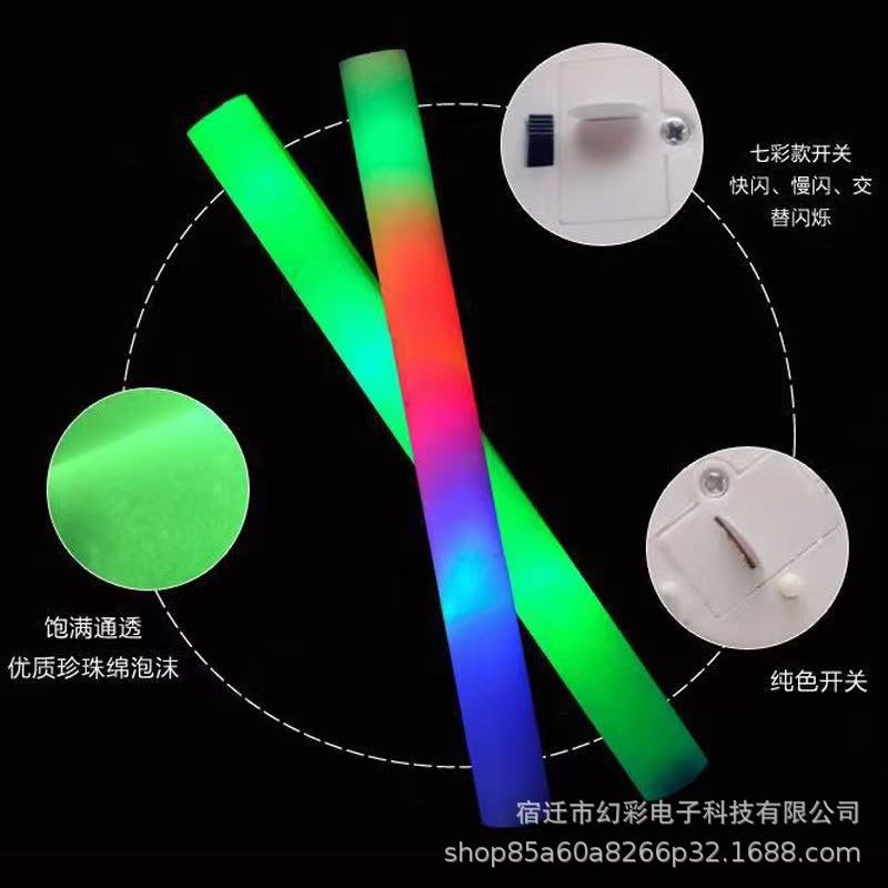 Coloridas esponjas de mano fluorescentes refuerzo props flash stick rescue stick luminescent bar atmósfera al por mayor colorido