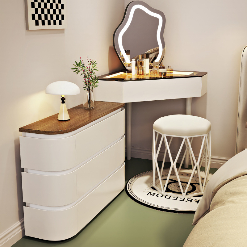 화이트 80cm 화장대 + 수납장 + 화장 거울 + 새 둥지 스툴 ♜⚑