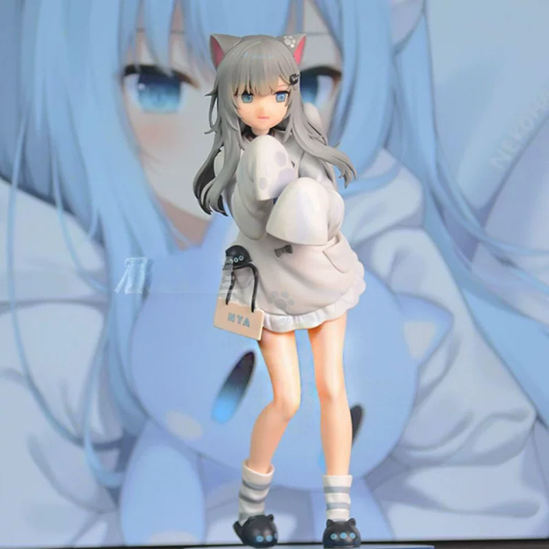 Фигурка Ancheng Cat Cat оригинальная иллюстрация — девушка-кошка Cat Yu Shizuku, красивая девочка, аниме-статуэтка, модный сувенир в цветной коробке