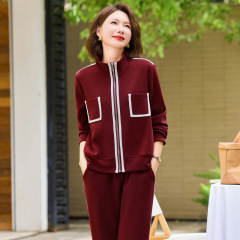 中老年新款显瘦减龄时尚百塔两件套妈妈装秋春冬款休闲运动服套装