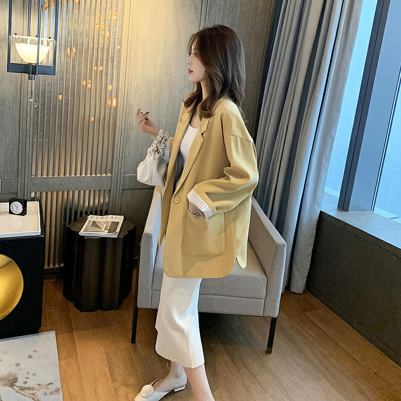Women's Blazer 2026 New Korean Style Loose Casual Slimming Striped Blazer Versatile Long-Sleeve Suit Jacket