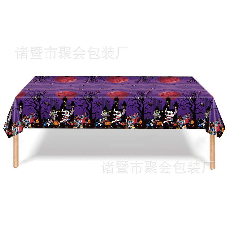 现货史迪奇派对用品万圣节史迪仔一次性桌布pe黄色生日布置装饰品|undefined