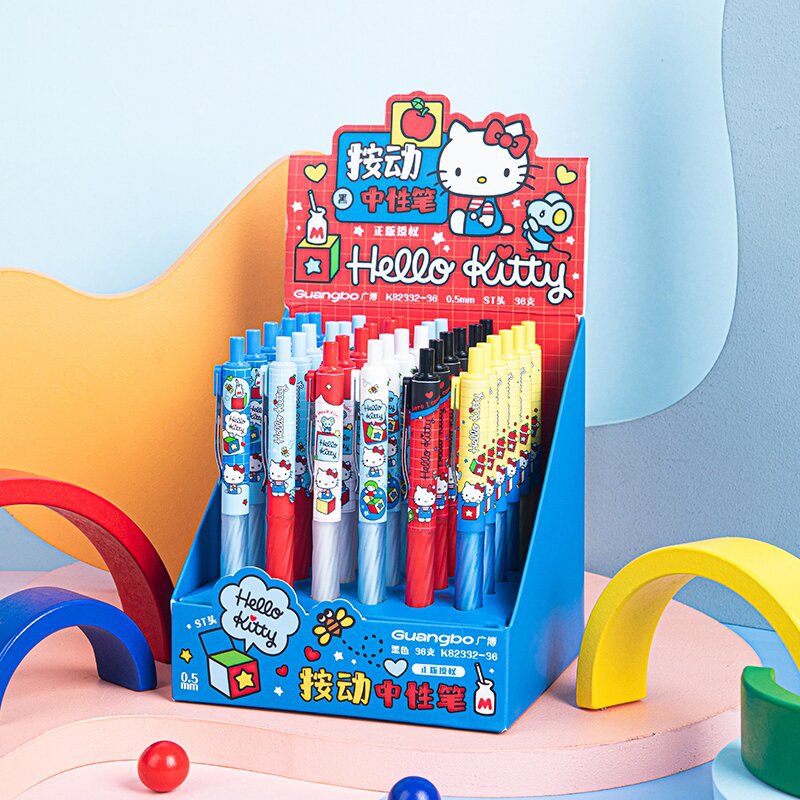 广博凯蒂猫系列按动中性笔ST笔头书写丝滑不卡墨速干刷题笔黑