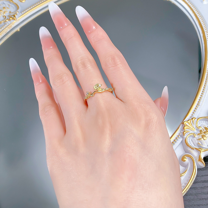 Mujing Jewelry S Anello in argento placcato oro con foglia e montatura perimetrale, di alta qualità, per donna, vendita all'ingrosso_voghion.com