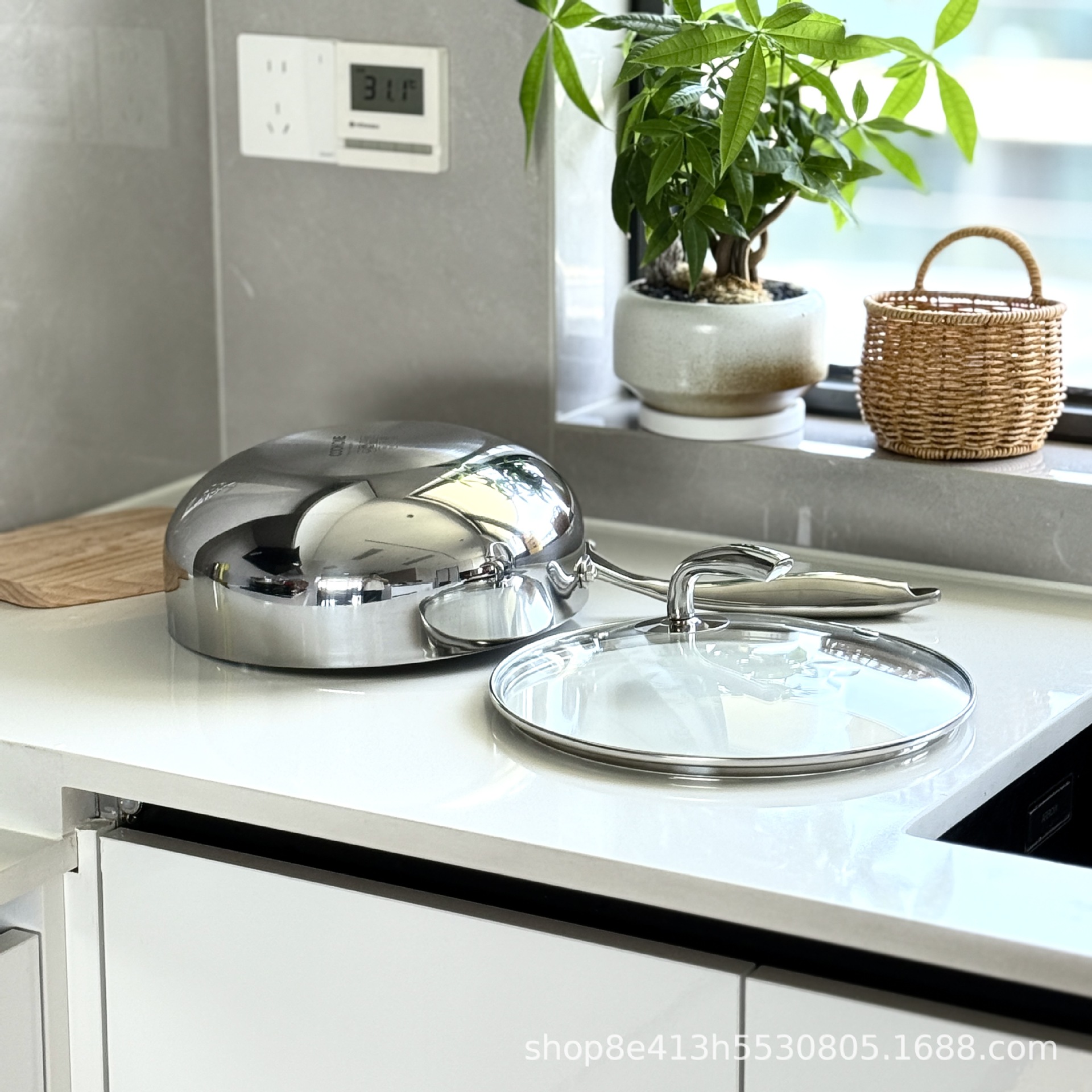 [Diseño profundo] 26cm olla 18 / 10 cinco capas de acero integral formado horno electromagnético doméstico para hornos de verduras