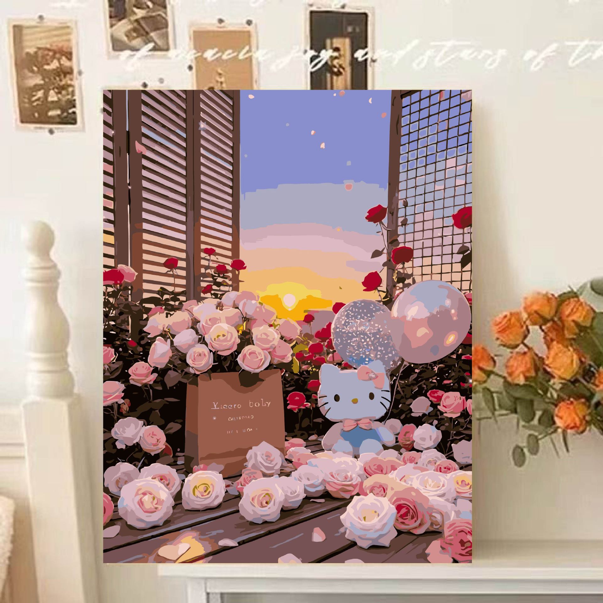 hellokitty pintura al óleo digital de alto valor de color hecha a mano di relleno de relleno de color meditación pintura de descompresión pintura al óleo pintada a mano