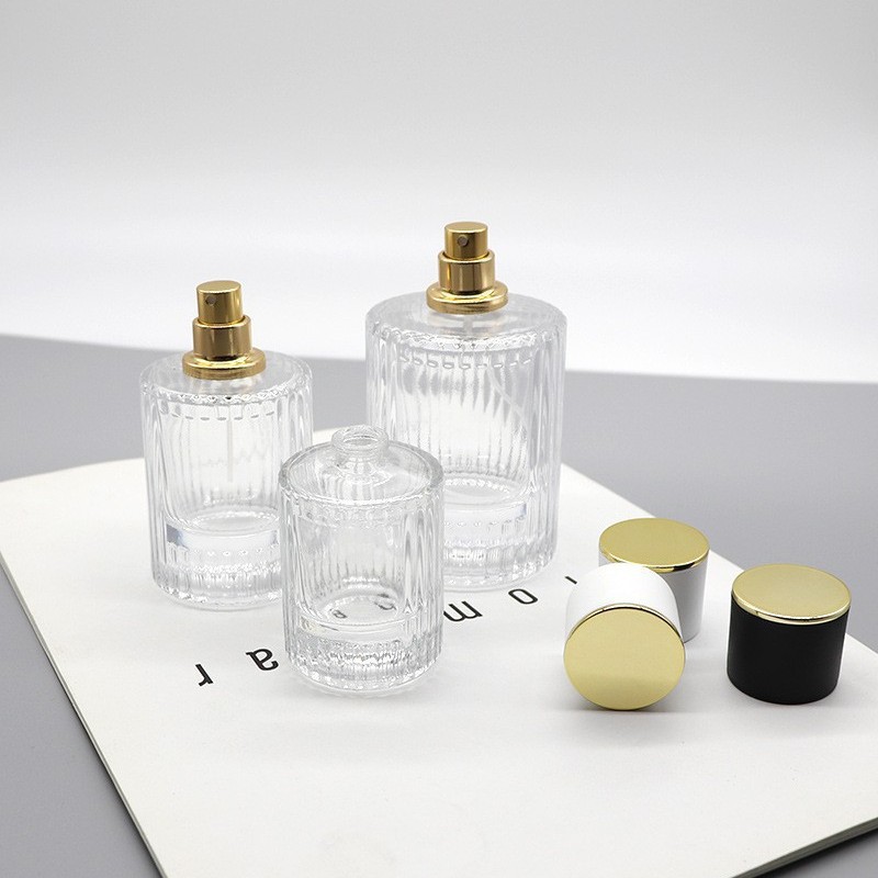 现货50ml香水分装瓶竖条纹香水瓶空瓶高档透明喷雾瓶跨境现货