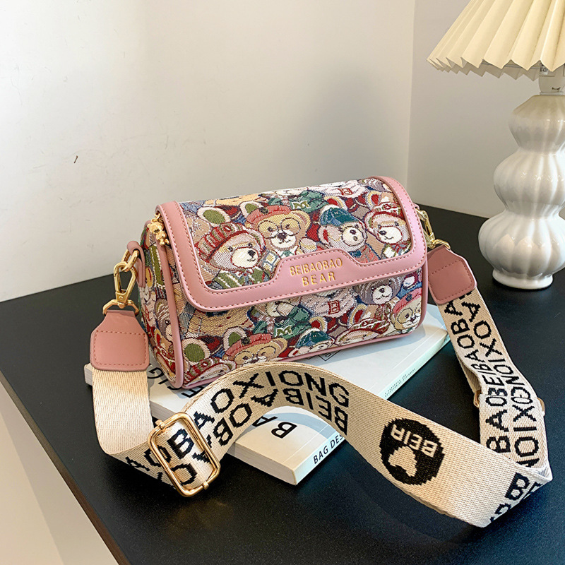 Beibao Original Design Cartoon Bear Bag Fashion Color-Block Single Shoulder Women's Bag 2026 New Crossbody Women's Bag New Model