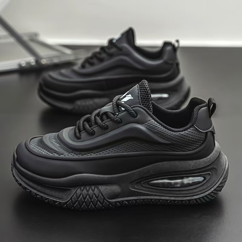 Spring Thick-Soled Leather Platform Dad Sneakers Versatile Color-Block Student Casual Shoes Versatile Men's Shoes_vogvips.com