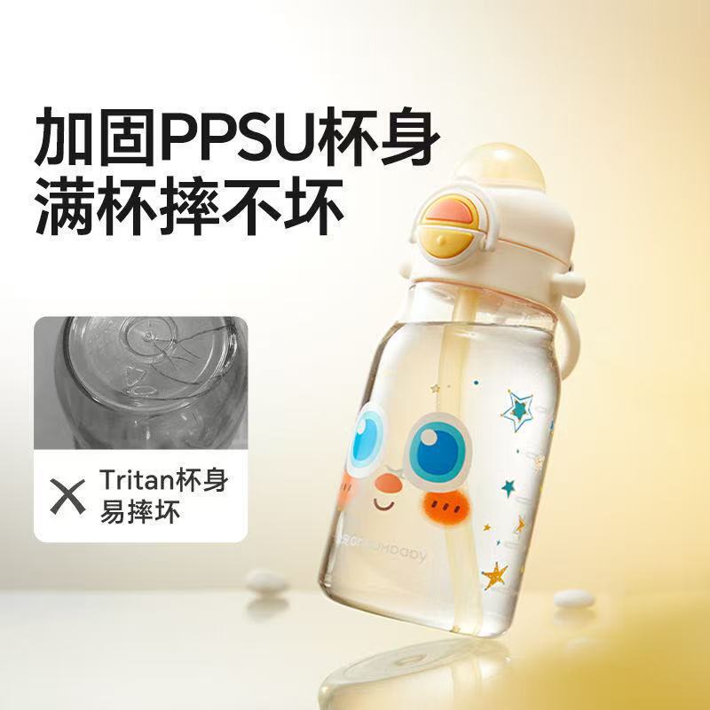 【正品包邮】皇宠大眼萌水杯儿童学饮吸管杯ppsu直饮防喷漏喝水壶|undefined