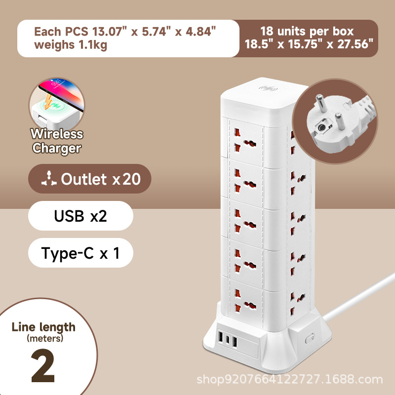 Estándar europeo-2 m 5 capas/USB/carga inalámbrica