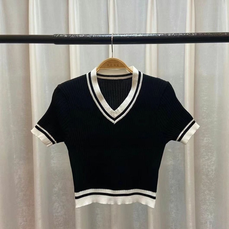 Women's Gender Sexy Style Wholesale Women's Sexy Color Block Short Sleeve Blouses