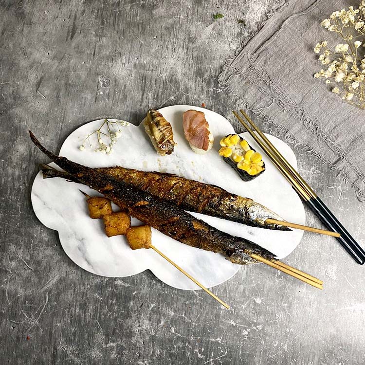 Nórdico creativo mármol nube placa irregular bandeja de estilo europeo cocina del Hotel comida occidental plato plano vajilla