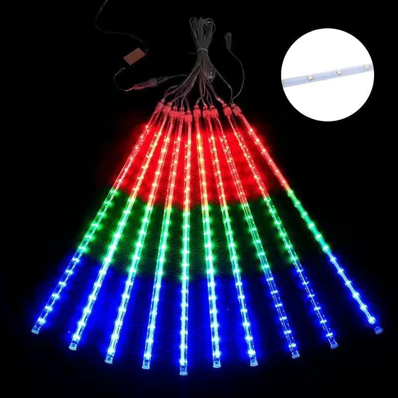 Suministro directo de fábrica LED meteoro ducha luz parche destacado impermeable lluvia de meteoros luz cadena Navidad vacaciones Lámpara decorativa tubo