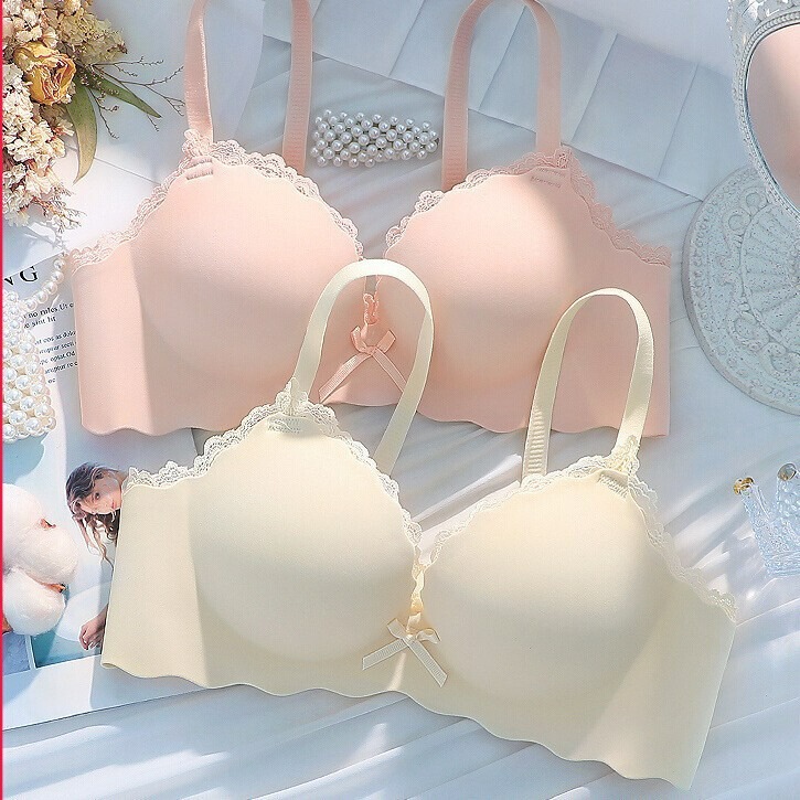 Underwear for Women with Small Breasts, Pure Desire, Thickeneded One-Piece Seamless, Large Girl's Wire-Free Sexy Bra Set