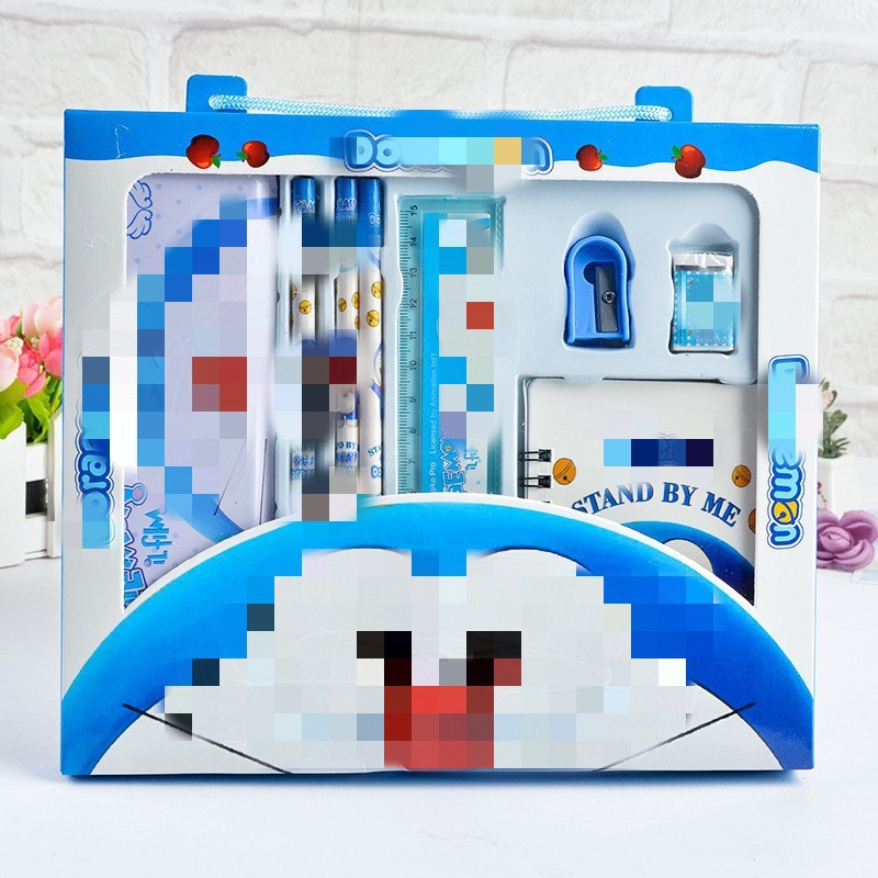 Juego de ocho piezas de artículos de papelería portátiles de dibujos animados para el Día del Niño, regalos de recompensa para las fiestas