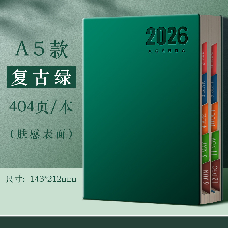 Agenda 2026 Cuaderno de notas Plan diario Cuaderno de notas Calendario Manual de tarjetas perforadas Gestión de eficiencia Autodisciplina