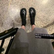 日落曼哈顿~秋冬新款小皮鞋女英伦风jk大头厚底粗跟懒人乐福鞋