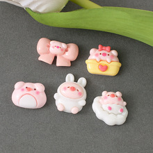 亮面云朵猪领结汉堡粉色猪头树脂配件 diy奶油胶手机壳发夹洞洞鞋